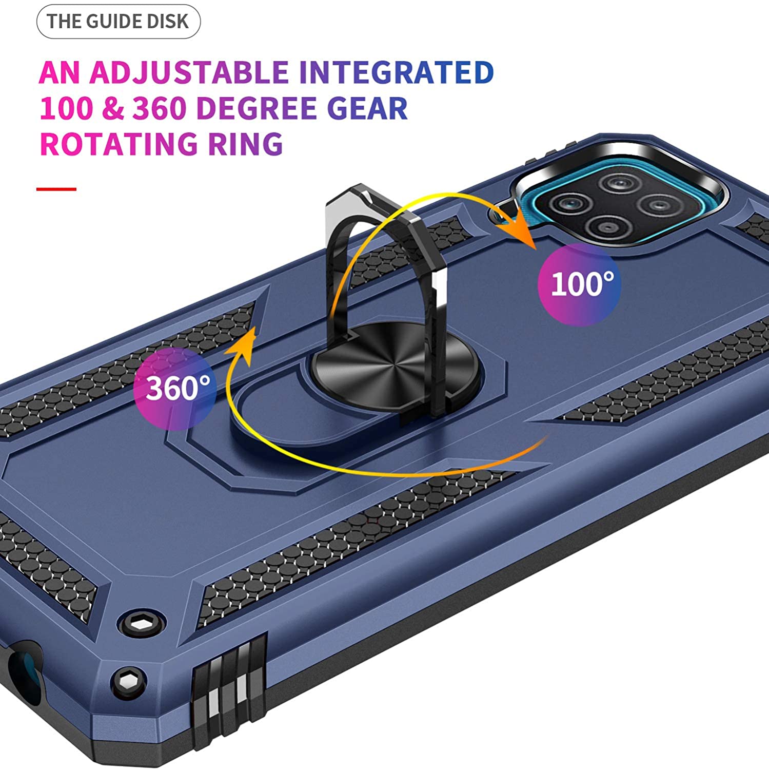 Protectores para celular  para Samsung  A12 / M12 Funda reforzada con anillo v2 Azul